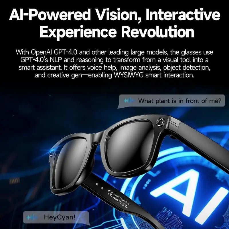 Revolutionary AI Smart Glasses: Experience Live Translation, HD Video, and Bluetooth Connectivity in Stylish Black Frame