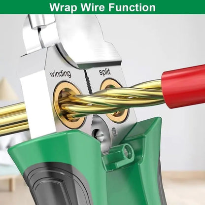 Multi-Function Electrical Pliers with Voltage Tester, 8-In-1 Wire Cutter, Stripper, Crimper & Puller for Electricians and Home Use