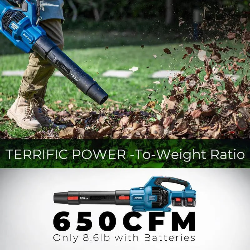 Dongcheng 650 CFM Cordless Leaf Blower, 40V Battery Powered Blower with 2 * 4.0Ah Batteries & Charger, High-Efficiency Brushless Motor for Sidewalks, Driveways, Town Care, Blowing Leaves and Snow Heavy Duty