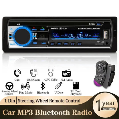 Upgrade Your Ride with Our Bluetooth Car Radio 1 Din Stereo Player - 60Wx4 FM Radio, MP3 Player, USB/SD and AUX Input